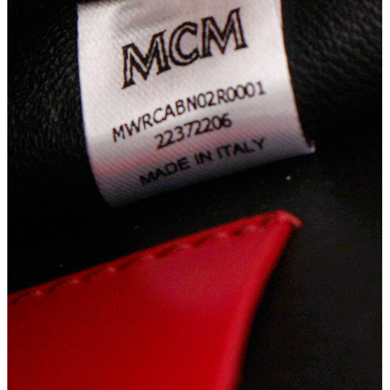 NEW $1,990 MCM Red Lychee Leather BERLIN GOLD LOGO Crossbody Mini LOCK BOX BAG