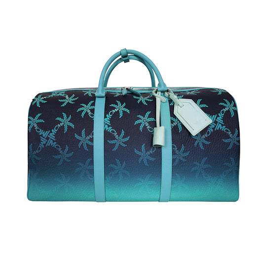 NEW $1,580 MCM Blue Gradation PALM TREE Visetos Ottomar Large WEEKENDER BAG NWT