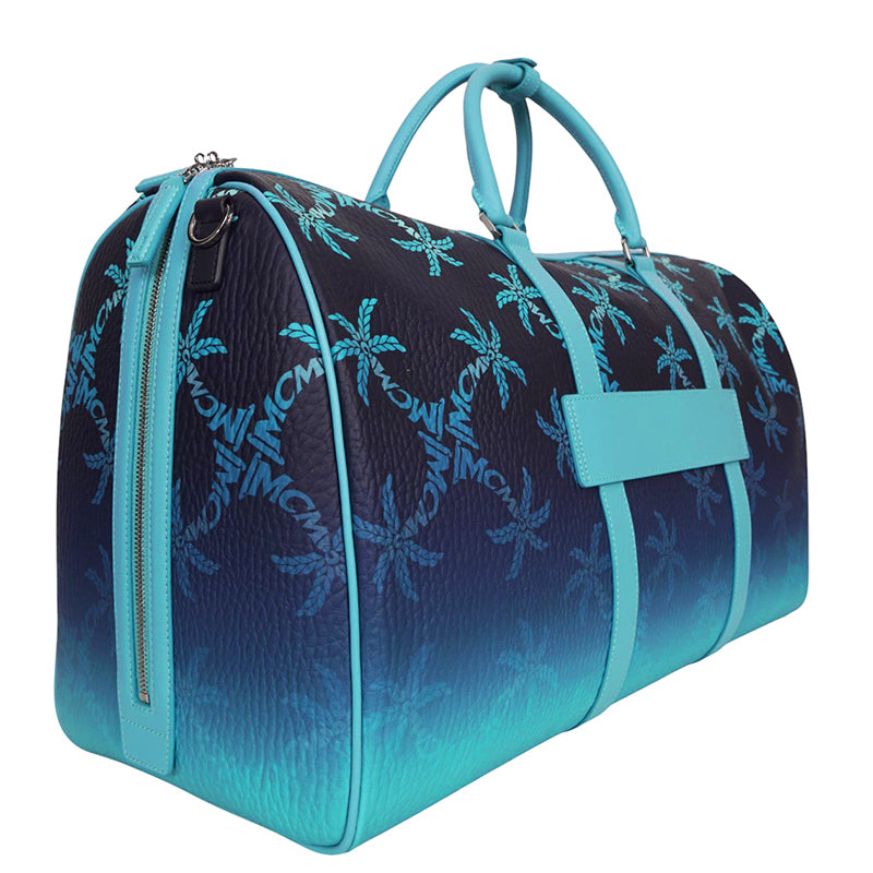 NEW $1,580 MCM Blue Gradation PALM TREE Visetos Ottomar Large WEEKENDER BAG NWT