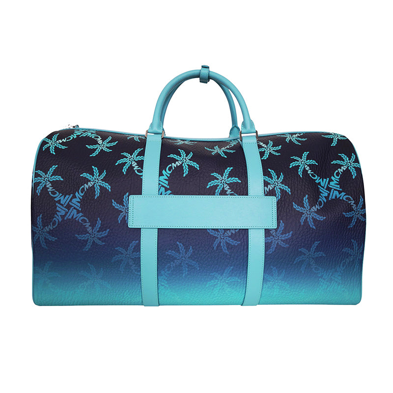 NEW $1,580 MCM Blue Gradation PALM TREE Visetos Ottomar Large WEEKENDER BAG NWT