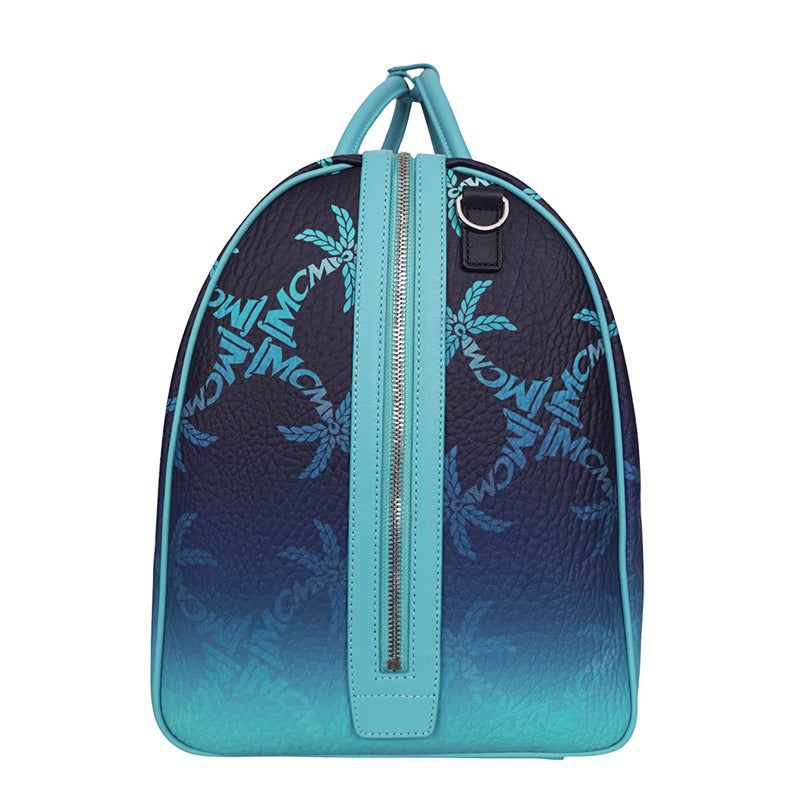 NEW $1,580 MCM Blue Gradation PALM TREE Visetos Ottomar Large WEEKENDER BAG NWT
