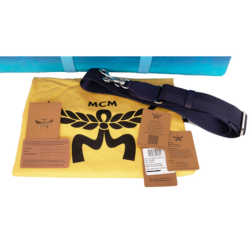 NEW $1,580 MCM Blue Gradation PALM TREE Visetos Ottomar Large WEEKENDER BAG NWT