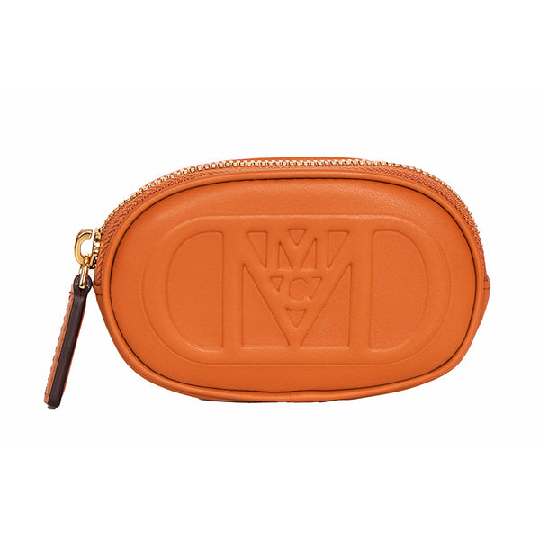 NEW $530 MCM Cognac Brown Nappa Leather Mode Travia LOGO POUCH BAG & BELT NIB XL