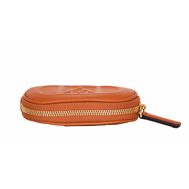 NEW $530 MCM Cognac Brown Nappa Leather Mode Travia LOGO POUCH BAG & BELT NIB XL