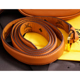 NEW $530 MCM Cognac Brown Nappa Leather Mode Travia LOGO POUCH BAG & BELT NIB XL