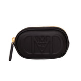 NEW $530 MCM Black Nappa Leather Mode Travia LOGO Oval BAG & Visetos BELT NIB XL