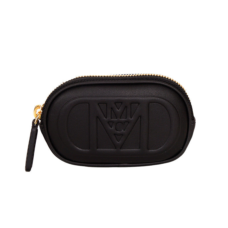NEW $530 MCM Black Nappa Leather Mode Travia LOGO Oval BAG & Visetos BELT NIB XL