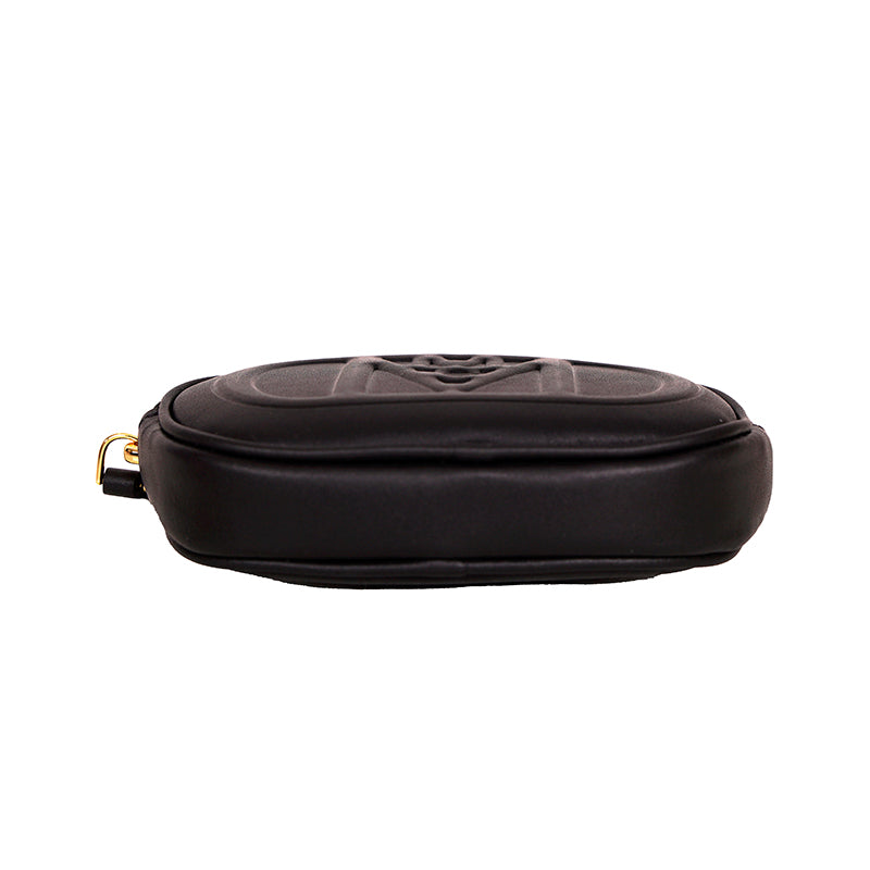 NEW $530 MCM Black Nappa Leather Mode Travia LOGO Oval BAG & Visetos BELT NIB XL