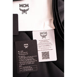NEW $530 MCM Black Nappa Leather Mode Travia LOGO Oval BAG & Visetos BELT NIB XL