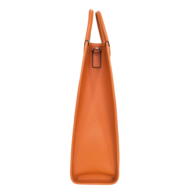 NEW $1,090 MCM Cognac Spanish Calf Leather LOGO Medium KLASSIK Tote BAG & STRAP