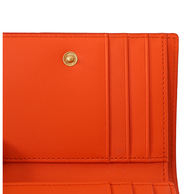 NEW $430 MCM Orange Embossed LOGO HIMMEL Small Trifold Compact Travel WALLET