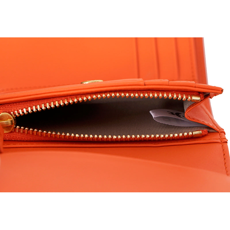 NEW $430 MCM Orange Embossed LOGO HIMMEL Small Trifold Compact Travel WALLET