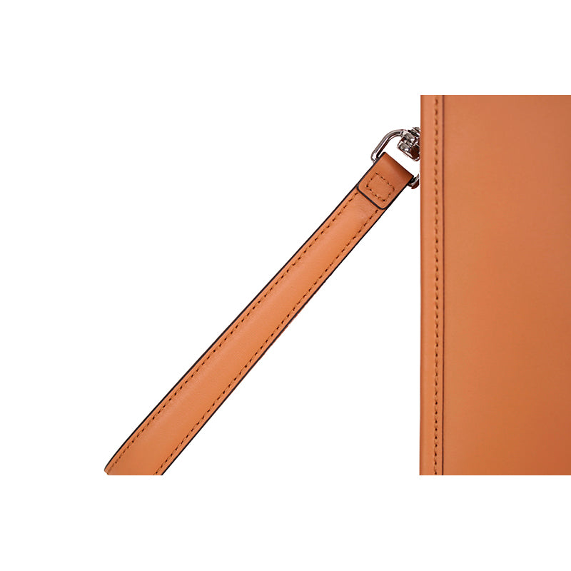 NEW $850 MCM Cognac Spanish Calf Leather LOGO AREN MESSENGER WRISTLET STRAP BAG