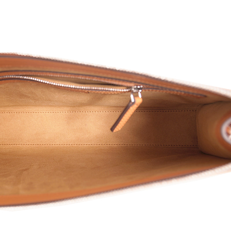 NEW $850 MCM Cognac Spanish Calf Leather LOGO AREN MESSENGER WRISTLET STRAP BAG