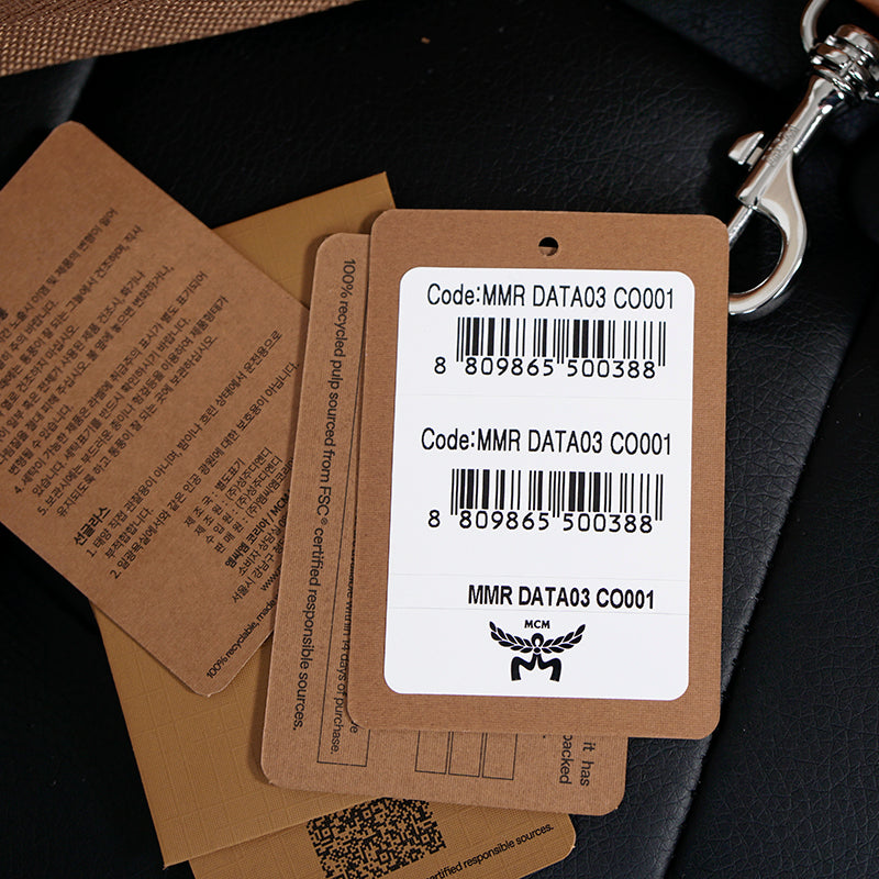 NEW $850 MCM Cognac Spanish Calf Leather LOGO AREN MESSENGER WRISTLET STRAP BAG