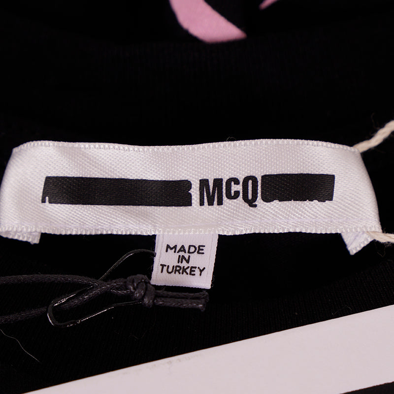 sz XS NEW $395 ALEXANDER MCQUEEN MCQ Black PINK MONSTER SWALLOW T-Shirt DRESS