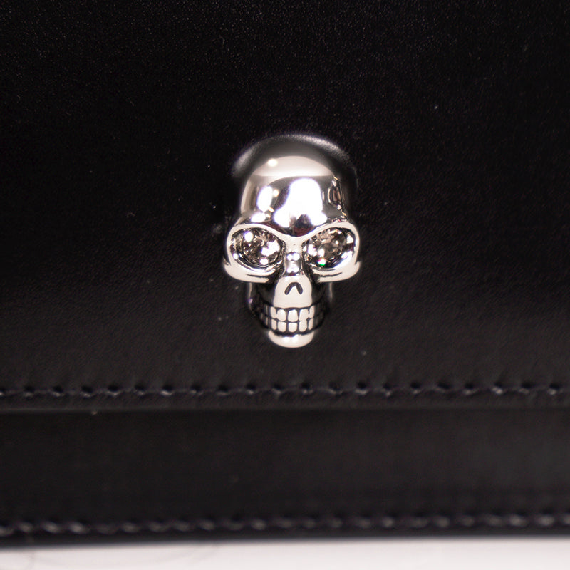 NEW $1,890 ALEXANDER MCQUEEN Black Leather Skull SPIKED BIKER Crossbody BAG NIB