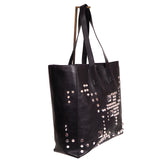 NEW $1,820 ALEXANDER MCQUEEN Rugged Black Leather ROCK OVERSIZE STUDDED TOTE BAG