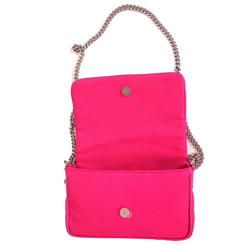 NEW $890 ALEXANDER MCQUEEN Hot BOBBY PINK Nylon CRYSTAL SKULL GRAFFITI Flap BAG!