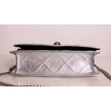 NEW $1290 ALEXANDER MCQUEEN Silver GRAFFITI Quilted Leather SKULL Crossbody BAG