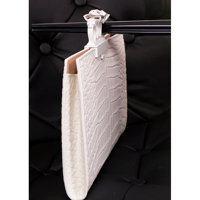 NEW $2190 ALEXANDER MCQUEEN Matte White Croc JEWELED KNUCKLE 4 Ring SKULL BAG