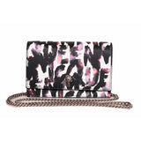 NEW $1290 ALEXANDER MCQUEEN Pink WATERCOLOR GRAFFITI Leather SKULL Crossbody BAG