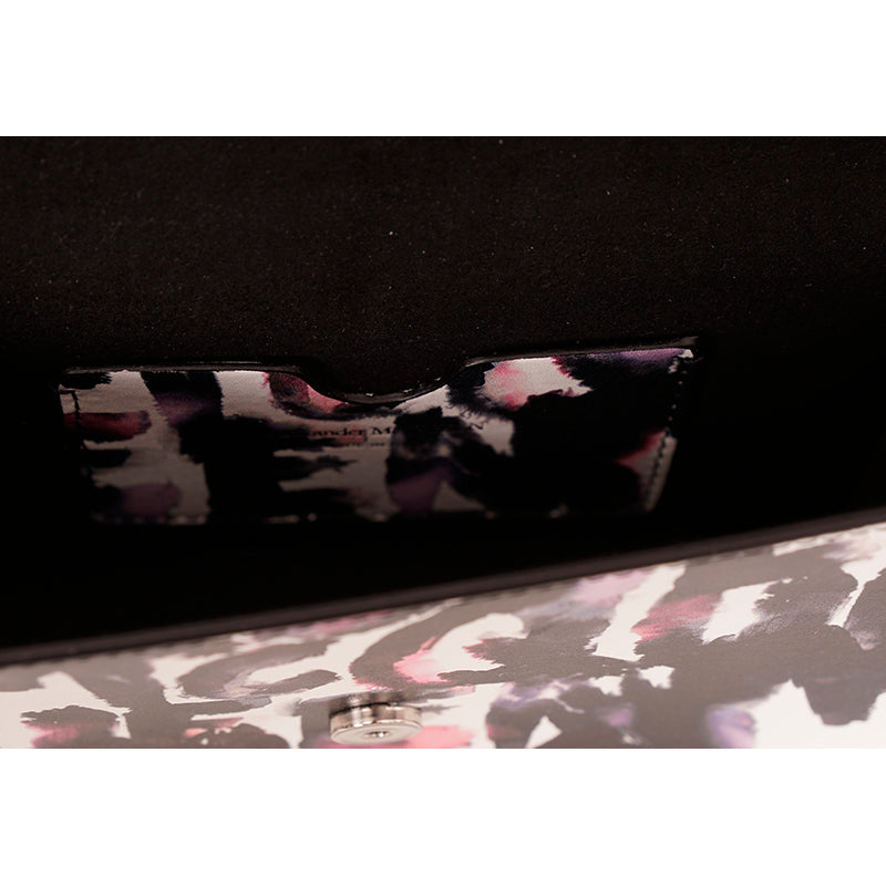 NEW $1290 ALEXANDER MCQUEEN Pink WATERCOLOR GRAFFITI Leather SKULL Crossbody BAG