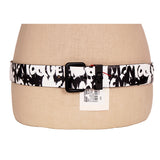 90/36 NEW $590 ALEXANDER MCQUEEN Black & White GRAFFITI-LOGO PRINT Leather BELT