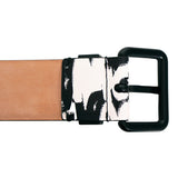 90/36 NEW $590 ALEXANDER MCQUEEN Black & White GRAFFITI-LOGO PRINT Leather BELT