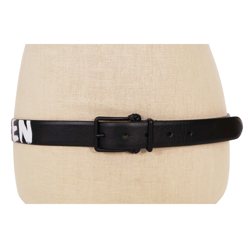 sz 100/40 NEW $620 ALEXANDER MCQUEEN Mens Black Leather GRAFFITI TWIN SKULL BELT