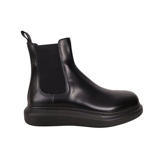 45 US 12 NEW $630 ALEXANDER MCQUEEN Mens Black Leather Hybrid Chelsea BOOTS NIB