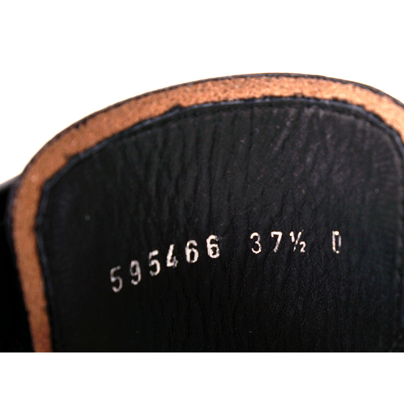 36.5, 37, 37.5, 38 NEW $1390 ALEXANDER MCQUEEN RUNWAY Black Glossy Leather Knee COMBAT BOOTS