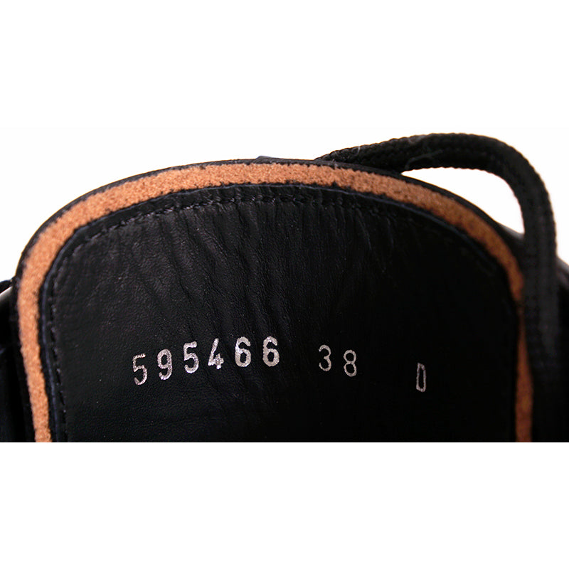 36.5, 37, 37.5, 38 NEW $1390 ALEXANDER MCQUEEN RUNWAY Black Glossy Leather Knee COMBAT BOOTS
