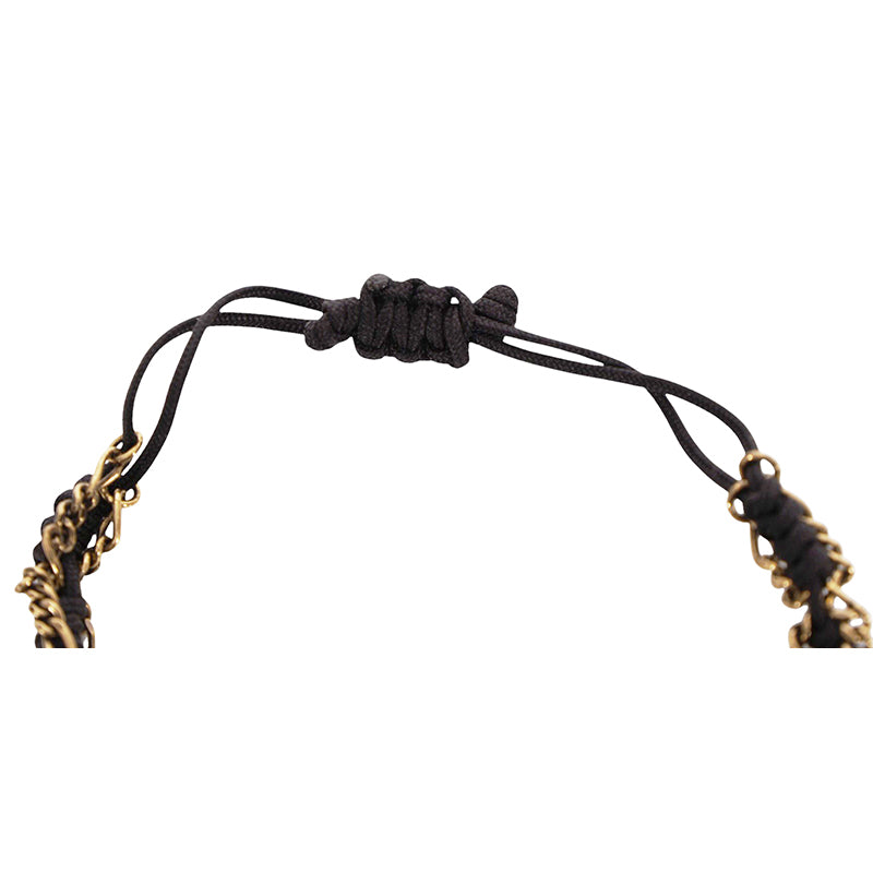NEW $350 ALEXANDER MCQUEEN Black Cord Ribbon Chain FRIENDSHIP CHARM BRACELET NIB