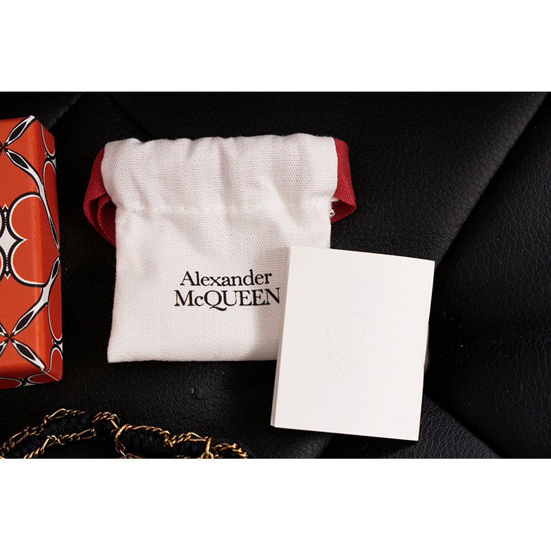 NEW $350 ALEXANDER MCQUEEN Black Cord Ribbon Chain FRIENDSHIP CHARM BRACELET NIB