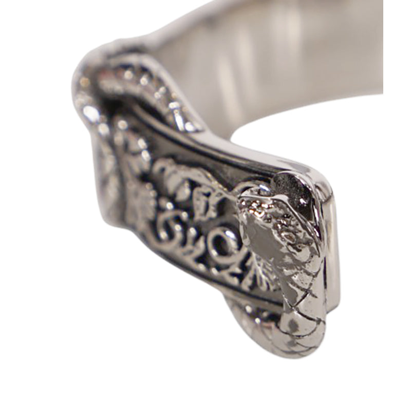 M NEW $450 ALEXANDER MCQUEEN Silver Tone Brass SKULL SNAKE Floral CUFF BRACELET
