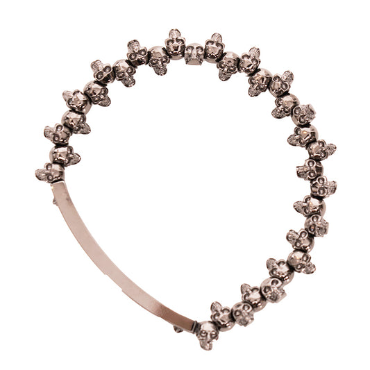 NEW $520 ALEXANDER MCQUEEN Silver Brass MINI SKULL STRAND ID Logo BRACELET NIB