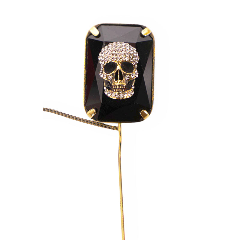 NEW ALEXANDER MCQUEEN Black Jeweled PAVE CRYSTAL SKULL Gothic Brooch LAPEL PIN