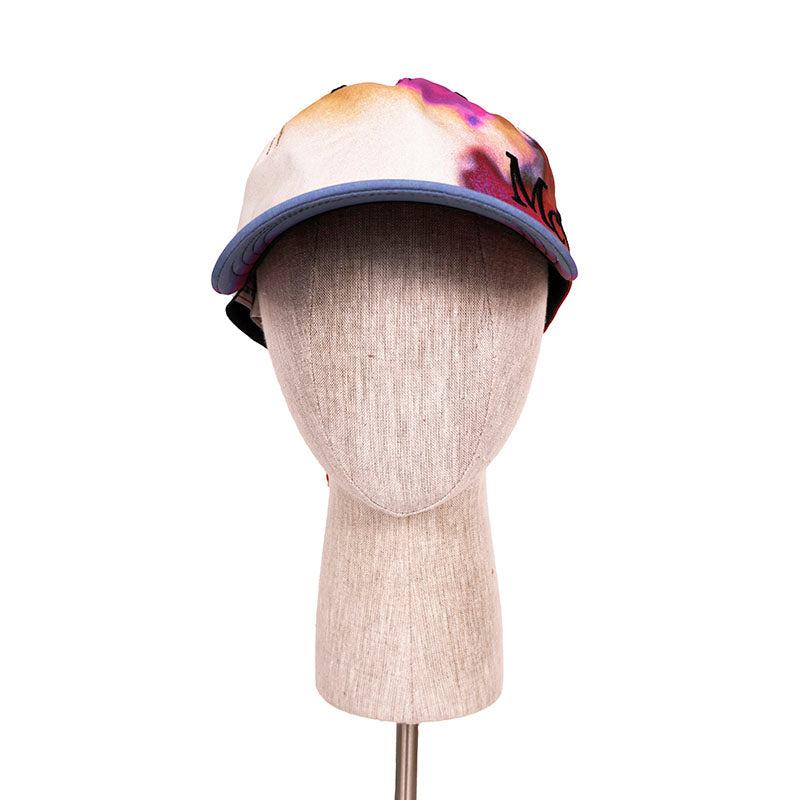 sz M NEW $450 ALEXANDER MCQUEEN Tie Dye Bordeaux LUMINOUS FLOWER Logo BALL CAP