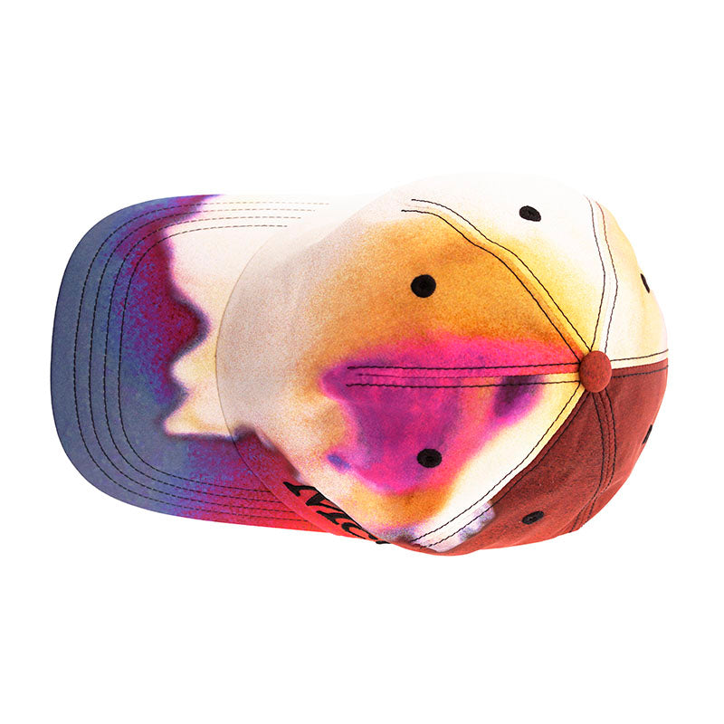 sz M NEW $450 ALEXANDER MCQUEEN Tie Dye Bordeaux LUMINOUS FLOWER Logo BALL CAP