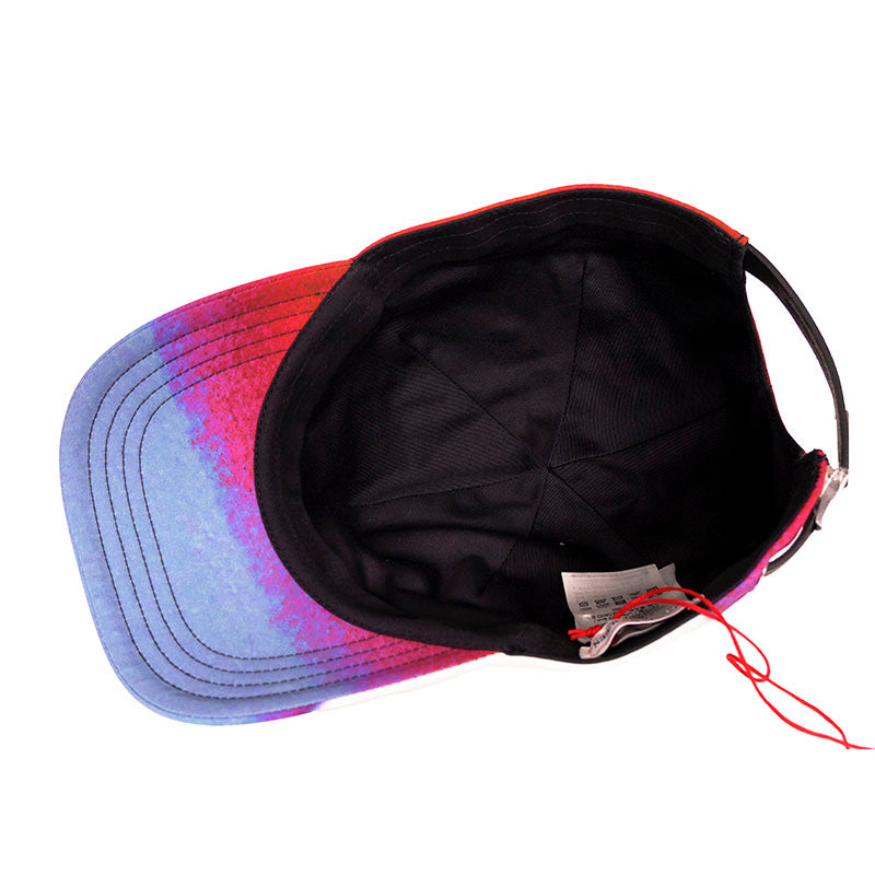 sz M NEW $450 ALEXANDER MCQUEEN Tie Dye Bordeaux LUMINOUS FLOWER Logo BALL CAP