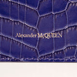 NEW $990 ALEXANDER MCQUEEN Midnight Blue CROC EMBOSSED Leather SKULL Chain BAG