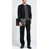 NEW $990 ALEXANDER MCQUEEN Black Leather RIB CAGE SPINE Document Case CLUTCH BAG