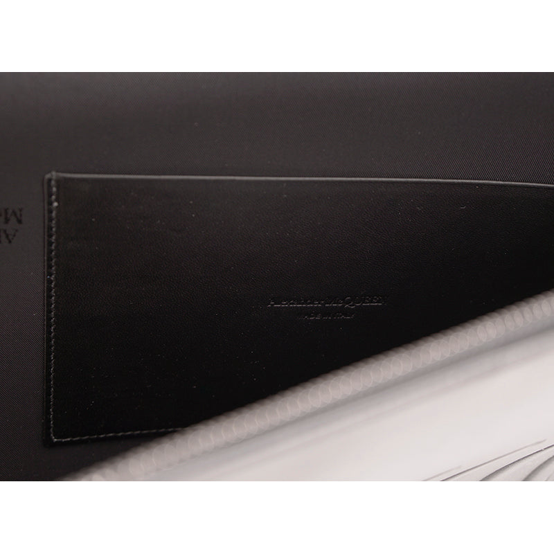 NEW $990 ALEXANDER MCQUEEN Black Leather RIB CAGE SPINE Document Case CLUTCH BAG
