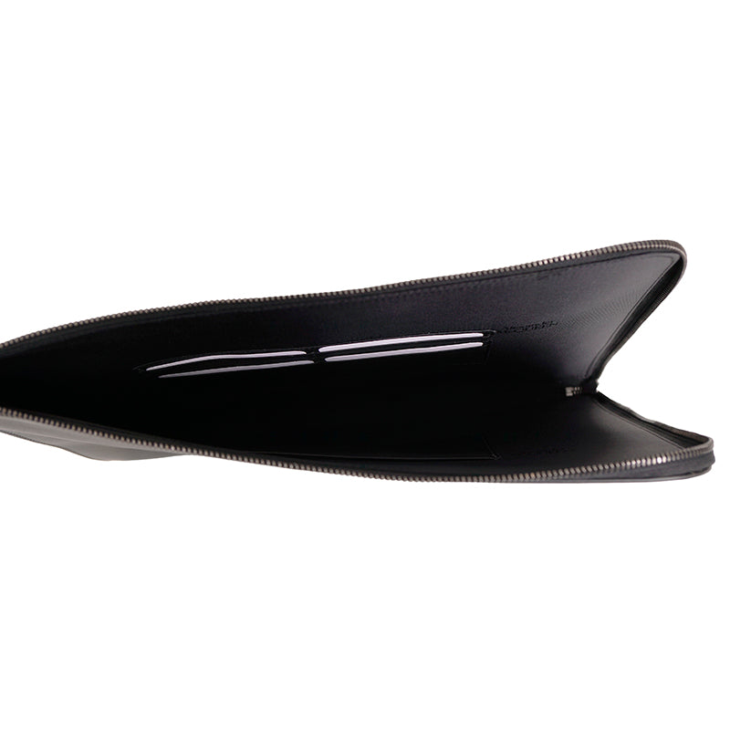 NEW $990 ALEXANDER MCQUEEN Black Leather RIB CAGE SPINE Document Case CLUTCH BAG