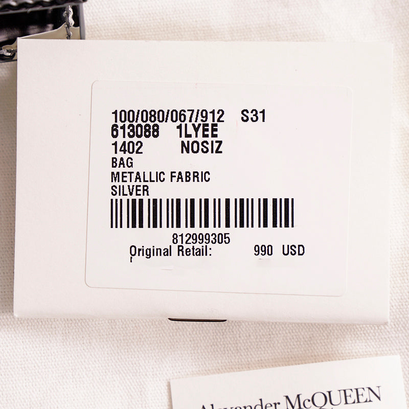 NEW $990 ALEXANDER MCQUEEN Glazed SHINY SILVER Leather MINI SKULL Chain BAG NIB