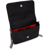 NEW $890 ALEXANDER MCQUEEN Black Nylon CRYSTAL SKULL Camera Flap BAG RED LINING!