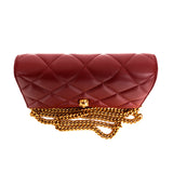 NEW $1,290 ALEXANDER MCQUEEN Red Oxblood Leather QUILTED Skull Small FLAP BAG