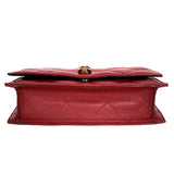 NEW $1,290 ALEXANDER MCQUEEN Red Oxblood Leather QUILTED Skull Small FLAP BAG