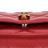 NEW $1,290 ALEXANDER MCQUEEN Red Oxblood Leather QUILTED Skull Small FLAP BAG